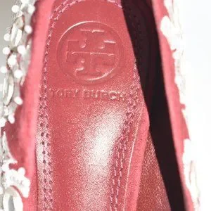 Tory Burch Shoes Tory Burch Francesca Suede Embroidered Red Pointy Pump 55 Md6 Poshmark